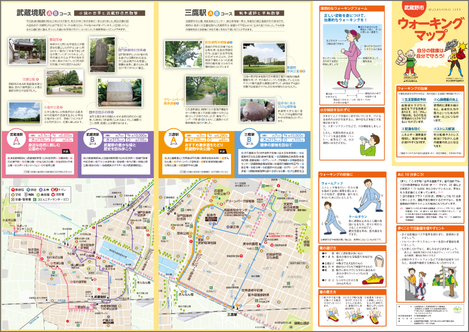 エリア地図（武蔵境・三鷹、吉祥寺の各駅発２コースずつ計６コース ３～９キロ）画像